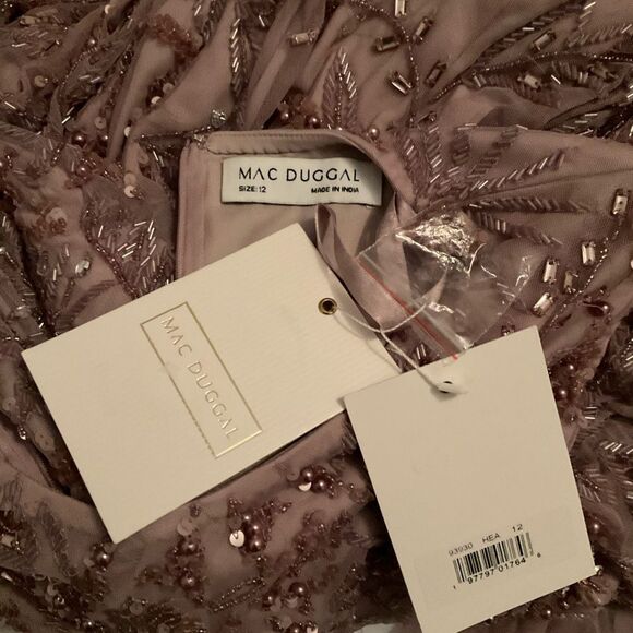 MAC DUGGAL $798 93930 Purple Puff Sleeve Embellished A Line Gown Dress - Picture 14 of 14